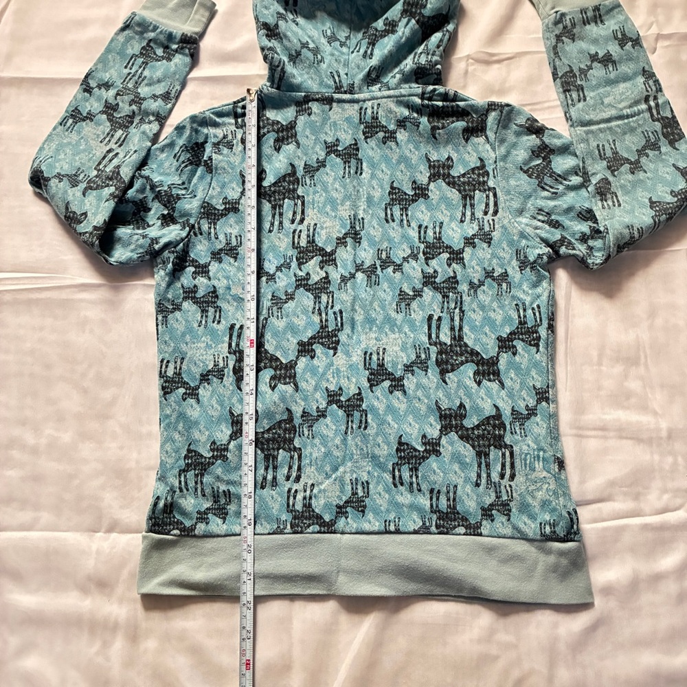 Uniqlo Ivana Helsinki Womens Hoodie Blue Full Zip Black Deer Print Size M - Picture 5 of 8